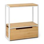 Console Icub étagère+cont. 32x70 BL-NA Blanc - Bois massif - Bois/Imitation - 70 x 75 x 32 cm