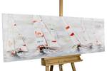 Tableau peint Direction Liberté Blanc - Bois massif - Textile - En partie en bois massif - 150 x 50 x 4 cm