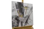 Tableau peint Structural Movement Gris - Bois massif - Textile - 60 x 60 x 4 cm