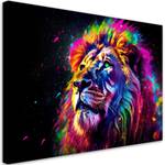 Canvas Leinwandbild Neon Löwe Farbig 90 x 60 cm