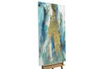 Acrylbild handgemalt Sorgloser Strom Blau - Weiß - Massivholz - Textil - 60 x 120 x 4 cm