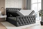 ALTDECOR Boxspringbett mit Topper - AMAY Hochglanz Schwarz - Breite: 160 cm - H4