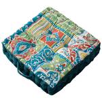 Persisches Exotisches Bodenkissen Samt Blau - Textil - 40 x 9 x 40 cm