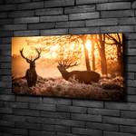 Wandbild Hirsch Sonnenaufgang 100 x 50 cm