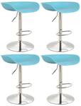 4er Set Barhocker Anaheim Kunststoff Blau - Silber