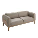 Sitzer-Sofa mit Lederbezug Braun - Grau - Echtleder - Textil - 209 x 77 x 92 cm