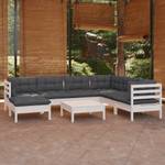 8-tlg. Garten-Lounge-Set mit Kissen Weiß Weiß