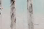 Tableau peint Baltic Sea Yearning Bleu - Blanc - Bois massif - Textile - 80 x 80 x 4 cm