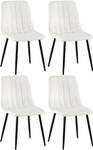 Chaise salle à manger Dijon Lot de 4 Blanc crème - Fourrure synthétique