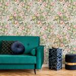 Papier Peint Fleurs FEUILLES Plantes Marron - Gris - Vert - Blanc - Papier - Textile - 53 x 1000 x 1000 cm