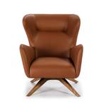 Fauteuil pivotant en similicuir et bois Marron - Cuir synthétique - Textile - 86 x 90 x 75 cm