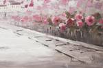 Tableau peint à la main First Date Beige - Rose foncé - Bois massif - Textile - 120 x 60 x 4 cm