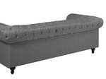 3-Sitzer Sofa CHESTERFIELD Grau - Hellgrau - Eiche Dunkel - 222 x 78 x 85 cm - Textil