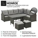 Garten Lounge MONROE Grau - Kunststoff - Polyrattan - 230 x 82 x 180 cm