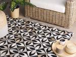 Tapis patchwork ISHAN Noir - Marron - Blanc - Cuir véritable - 200 x 140 x 140 cm