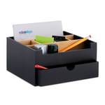 Organiseur de bureau en noir Noir - Marron - Bambou - 26 x 13 x 24 cm