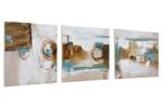 Bild handgemalt Rätselhafte Aussicht Beige - Braun - Massivholz - Textil - 120 x 40 x 4 cm