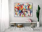 Acrylbild handgemalt Parrots in Love Massivholz - Textil - 120 x 90 x 4 cm