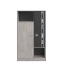 Armoire 2 Portes avec Penderie Fabric Frêne gris avec imprimés décoratifs