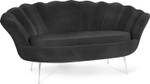 2-Sitzer Samt Muschel Sofa Cara Schwarz - Silber