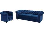 Ensemble canapé fauteuil  CHESTERFIELD Bleu foncé