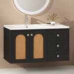 Lavabo Prométhée Ⅱ Noir - Céramique - Bois manufacturé - Métal - Polyrotin - 47 x 54 x 90 cm