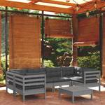 7-tlg. Garten-Lounge-Set mit Kissen Grau Grau