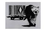 Acrylbild handgemalt Banksy's Escaped Schwarz - Weiß - Massivholz - Textil - 75 x 100 x 4 cm