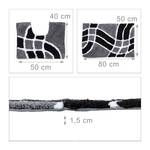 Badgarnitur 2-teiliges Wellenmuster Grau - Weiß - Textil - 80 x 2 x 50 cm