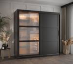 ARMOIRE À PORTES COULISSANTES FLUTES Largeur : 180 cm - Noir