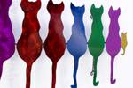 Wanddeko Metall Colorful Cats