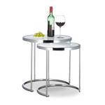 Table d’appoint ronde console chrome Argenté - Blanc - Verre - Métal - 50 x 51 x 50 cm