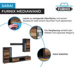 SARAI Wohnwand Old wood/Matera  mit LED Schwarz - Dunkelbraun - Graphit - Grafit Dekor - Eiche Dunkel