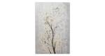 Tableau peint à la main Témoin de la vie Marron - Blanc - Bois massif - Textile - 80 x 120 x 4 cm