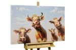 Acrylbild handgemalt Agathe und Freunde Braun - Massivholz - Textil - 100 x 75 x 4 cm