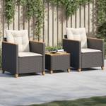 Bistro-Set-k119 ( 3-tlg ) Schwarz - Massivholz