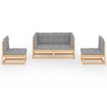 Garten-Lounge-Set (4-teilig) 3009891-2 Grau - Holz