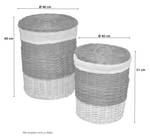 Wäschekorb-Set Axel 2teilig Grau - Rattan - 46 x 60 x 46 cm