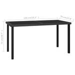 Table de salle à manger de jardin Noir - Métal - Polyrotin - 70 x 73 x 140 cm