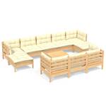 11-tlg. Garten-Lounge-Set mit Creme Creme