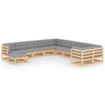 Garten-Lounge-Set (11-teilig) 3009730-2 Grau - Holz