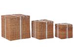 Aufbewahrungsbox CADEAU 3-tlg Braun - Weiß - Rattan - 24 x 24 x 24 cm