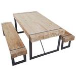 Esszimmergarnitur A15 (3-teilig) Braun - Holzwerkstoff - Metall - Holzart/Dekor - Holz teilmassiv - 200 x 80 x 90 cm