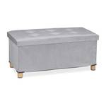 Banquette de rangement en velours Gris - Marron clair