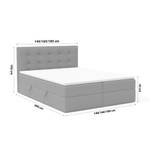 Boxspringbett Doppelbett Tissa Topper Steingrau - Breite: 140 cm