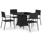 Garten-Essgruppe (5-teilig) 3009978-1 Schwarz - Metall - Polyrattan - 110 x 74 x 110 cm