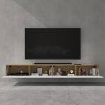 TV Lowboard Fernsehschrank02 Eiche Wotan Dekor - Weiß - Tiefe: 240 cm