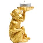 Deko Figur Monkey Tealight Holder Gold - Kunststoff - Stein - 11 x 11 x 7 cm