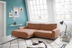 Ecksofa CARA Sofa Cord Braun - Ecke davorstehend links