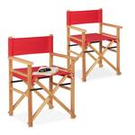 Roter Regiestuhl im 2er Set Braun - Rot - Holzwerkstoff - Textil - 58 x 87 x 53 cm